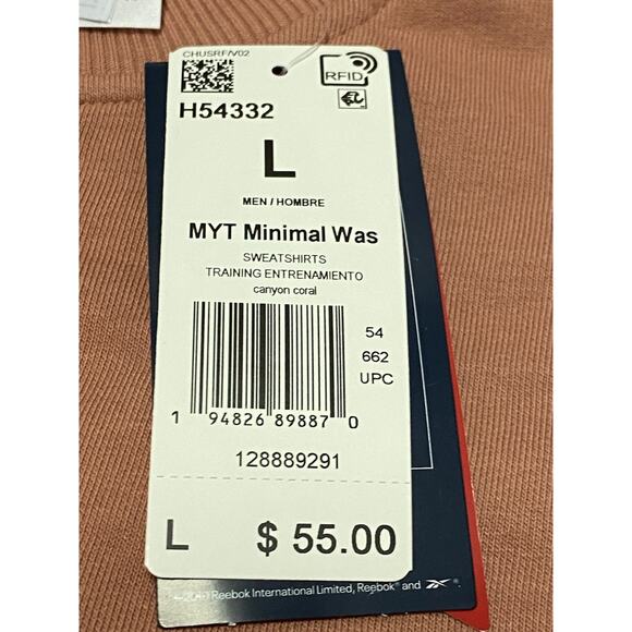 REEBOK Myt Crew Neck Sweatshirt In Canyon Coral Mens Size Large NWT - Picture 4 of 6